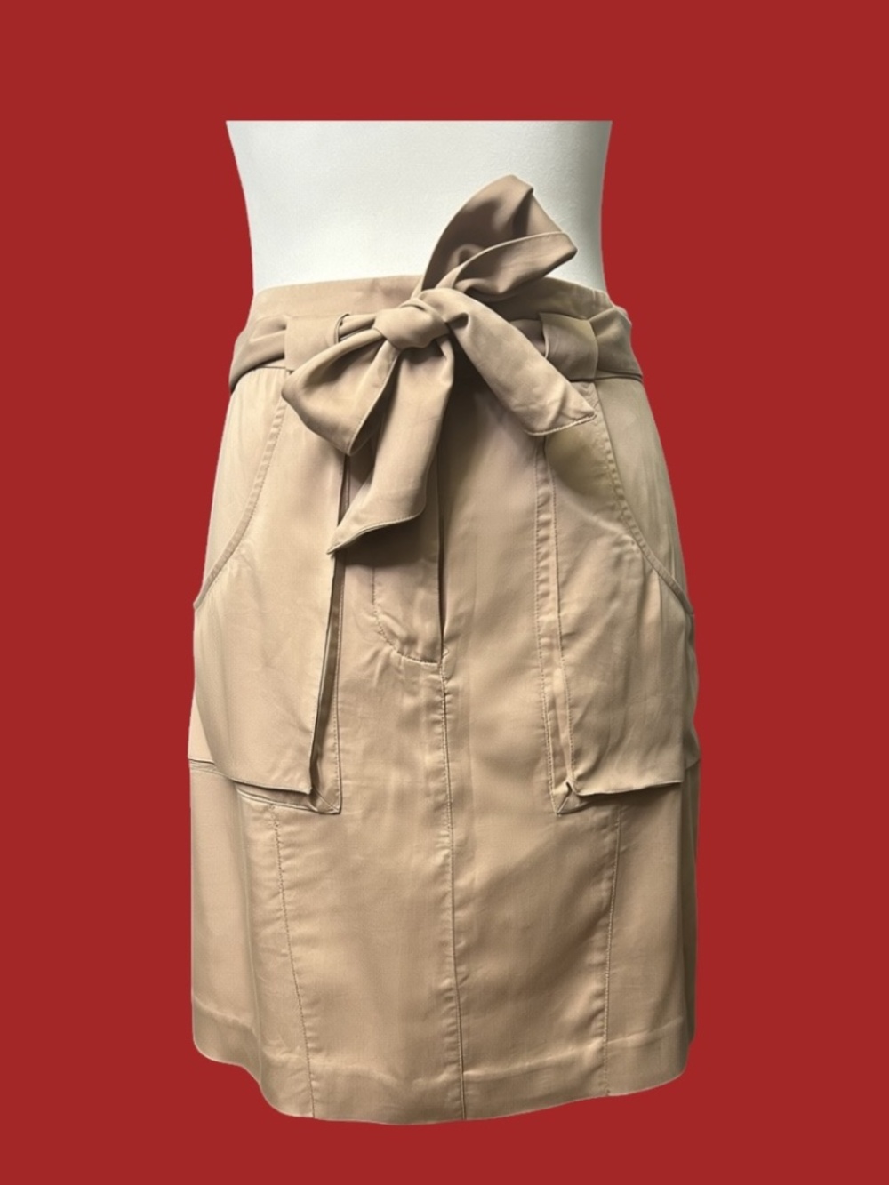 Bebe Tan Mini Skirt with Oversize Front Pockets